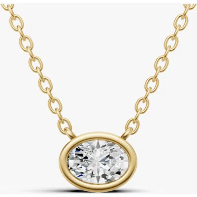 Sereia Official 14k Gold 0.75 Ct Lab-grown Diamond Solitaire Bezel Pendant In Orange