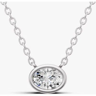 Sereia Official 14k Gold 0.75 Ct Lab-grown Diamond Solitaire Bezel Pendant In Metallic
