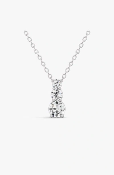 Sereia Official 14k Gold 0.75 Ct Round Lab Grown Diamond Three Stone Snow Hidden Bail Pendant In White