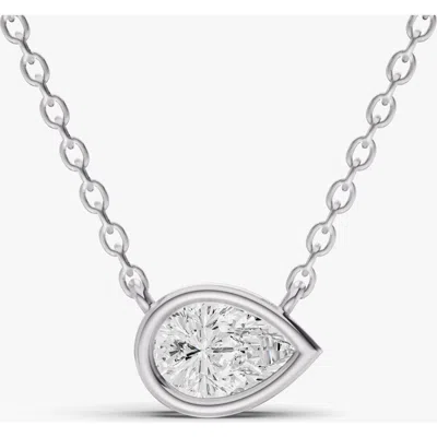 Sereia Official 14k Gold 1 Ct Lab-grown Pear Diamond Bezel Solitaire Pendant In Metallic