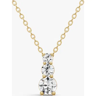 Sereia Official 14k Gold 1 Ct Round Lab Grown Diamond Three Stone Snow Hidden Bail Pendant In Red