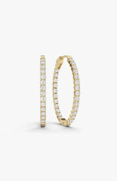 Sereia Official 14k Gold 10 Ct Earrings Oval In & Out Diamond Hoops In White