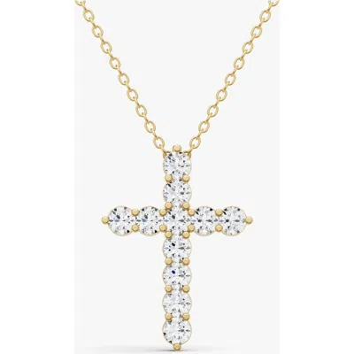 Sereia Official 14k Gold 3 Ct Cross Pendant Necklace With Lab Diamonds