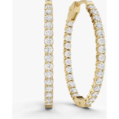 Sereia Official 14k Gold 3 Ct Earrings Oval In & Out Diamond Hoops
