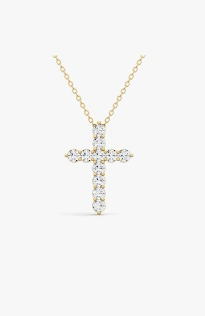 Sereia Official 14k Gold 5 Ct Cross Pendant Necklace With Lab Diamonds