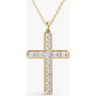 Sereia Official 14k Gold 5 Ct Sereia Emerald Cross Lab Diamond Pendant