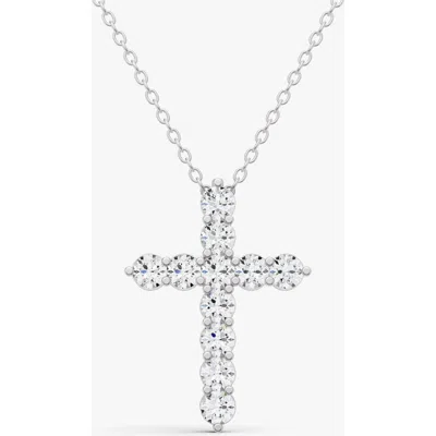 Sereia Official 14k Gold 6 Ct Cross Pendant Necklace With Lab Diamonds In Metallic