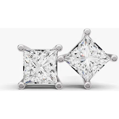 Sereia Official 14k Gold Studs 0.25 Ct Earrings Princess Solitaire In Silver