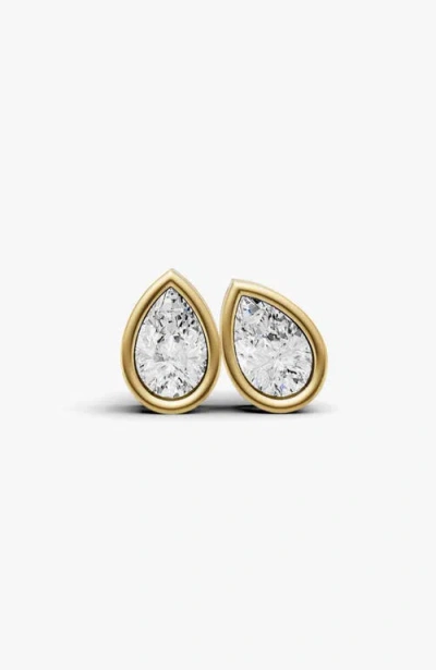 Sereia Official 14k Gold Studs 0.5 Carat Earrings Pear Bezel Solitaire In Orange