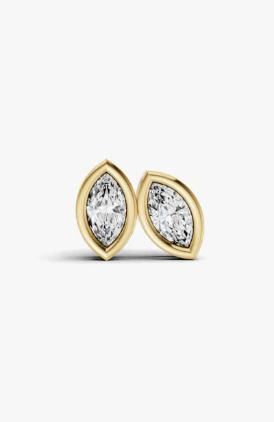 Sereia Official 14k Gold Studs 0.5 Carat Marquise Bezel Solitaire In Metallic