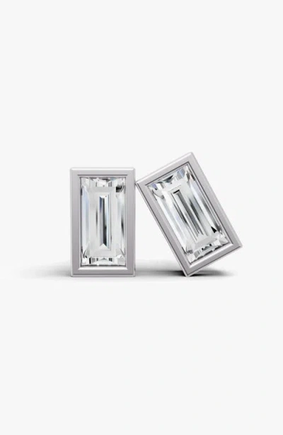 Sereia Official Studs Earrings 14k Gold 1 Ct Sereia Baguette Bezel In Silver