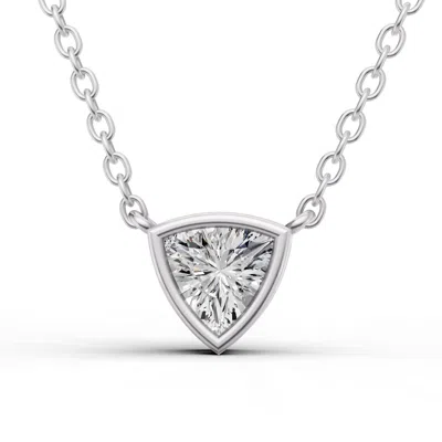 Sereia Official Women's 14k Gold 0.5 Ct Lab Grown Trillion Shape Diamond Bezel Pendant - White Gold