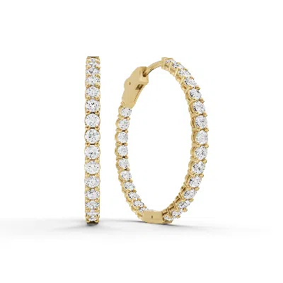 Sereia Official Women's 14k Gold 1 Ct Earrings Round In & Out Diamond Hoops - Yellow Gold