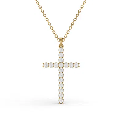 Sereia Official Women's 14k Gold 1 Ct Lab Diamonds Cross Diamond Full Pave Necklace - Yellow Gold