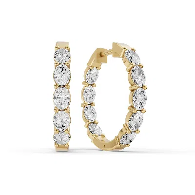 Sereia Official Women's 14k Gold 2 Ct Earrings Oval Fancy Hoops - Yellow Gold