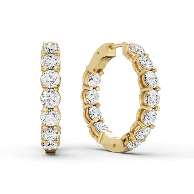 Sereia Official Women's 14k Gold 2 Ct Sereia Earrings Hoop Diamonds - Yellow Gold