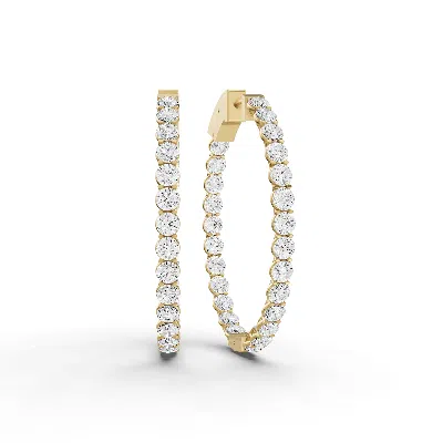 Sereia Official Women's 14k Gold 3 Ct Earrings Oval Diamond Hoops - Yellow Gold