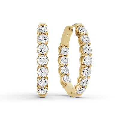Sereia Official Women's 14k Gold Signature Earrings 1 Ct Oval In & Out Hoops - Yellow Gold