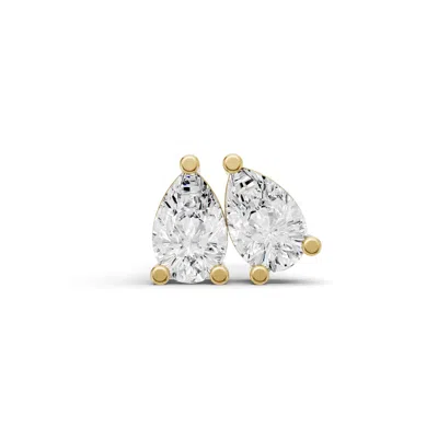 Sereia Official Women's 14k Gold Studs 0.5 Ct Earrings Pear Solitaire - Yellow Gold