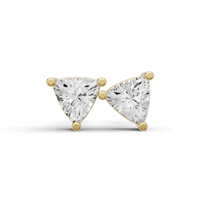 Sereia Official Women's 14k Gold Studs 0.75ct Earrings Trillion Solitaire - Yellow Gold