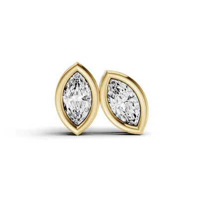Sereia Official Women's 14k Gold Studs 1 Carat Marquise Bezel Solitaire - Yellow Gold