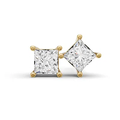 Sereia Official Women's 14k Gold Studs 1 Ct Earrings Princess Solitaire - Yellow Gold
