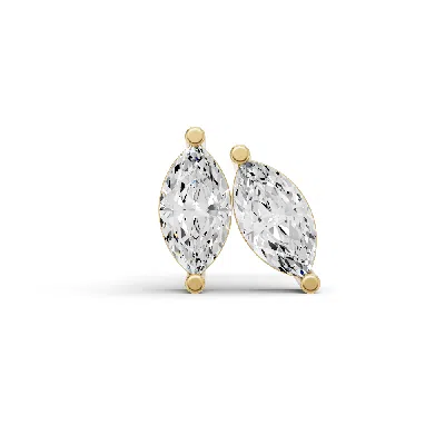 Sereia Official Women's 14k Gold Studs Earrings 0.25 Ct Marquise Prong Solitaire - Yellow Gold