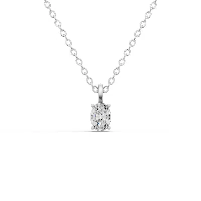 Sereia Official Women's Silver 14k Gold 0.5 Ct Lab Grown Oval Cut Diamond Solitaire Pendant - White Gold