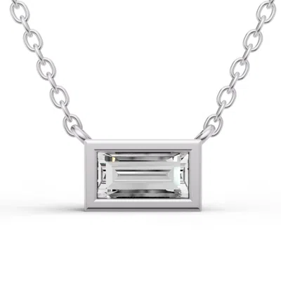 Sereia Official Women's Silver 14k Gold 0.5 Ct Lab Grown Sereia Baguette Shape Diamond Pendant - White Gold