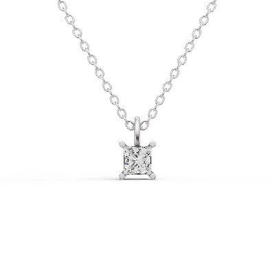 Sereia Official Women's Silver 14k Gold 1 Ct Lab Grown Princess Cut Diamond Solitaire Pendant With Bail - White Gold