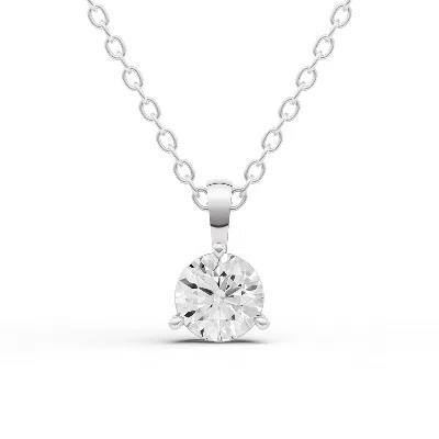 Sereia Official Women's Silver 14k Gold 1 Ct Prong Martini Pendant Lab Grown Diamond Solitaire - White Gold