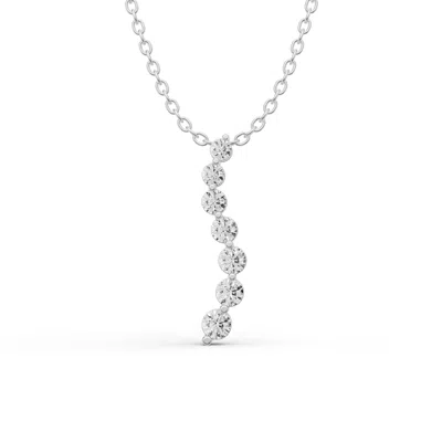 Sereia Official Women's Silver 14k Gold 1.5 Ct Necklace Lab Grown Diamond Journey Pendant - White Gold