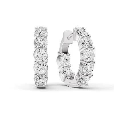 Sereia Official Women's Silver 14k Gold 2.5 Ct Earrings Of Sereia In & Out Diamond - White Gold