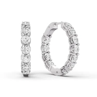 Sereia Official Women's Silver 14k Gold 3 Ct Sereia Earrings Hoop Diamonds - White Gold