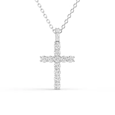 Sereia Official Women's Silver 14k Gold 3.5 Ct Cross Pendant Necklace Of Sereia - White Gold