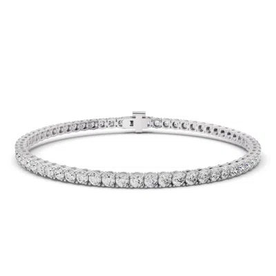 Sereia Official Women's Silver 14k Gold Lab Diamonds 3 Carats Tennis Bracelet - White Gold