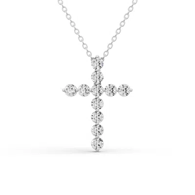 Sereia Official Women's Silver 14k Gold Necklace 0.5 Ct Sereia's Cross Pendant With Lab Diamonds - White Gold