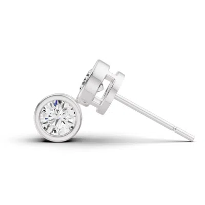 Sereia Official Women's Silver 14k Gold Studs 0.25 Carat Sereia Round Bezel - White Gold