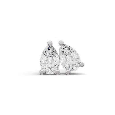 Sereia Official Women's Silver 14k Gold Studs 0.75 Ct Earrings Pear Solitaire - White Gold