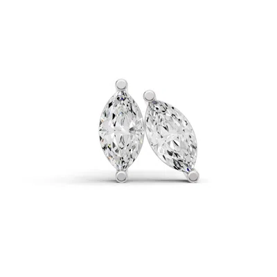 Sereia Official Women's Silver 14k Gold Studs Earrings 0.25 Ct Marquise Prong Solitaire - White Gold