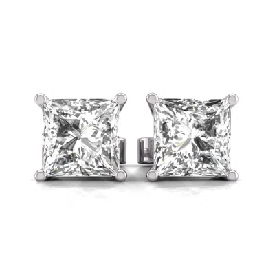 Sereia Official Women's Silver Studs 14k Gold 0.75 Carat The Princess Solitaire - White Gold
