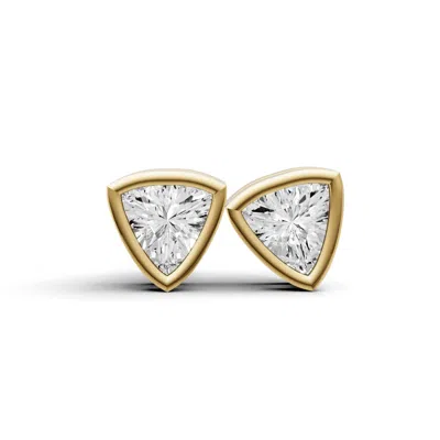 Sereia Official Women's Studs Earrings 14k Gold 0.5 Ct Trillion Bezel Solitaire - Yellow Gold