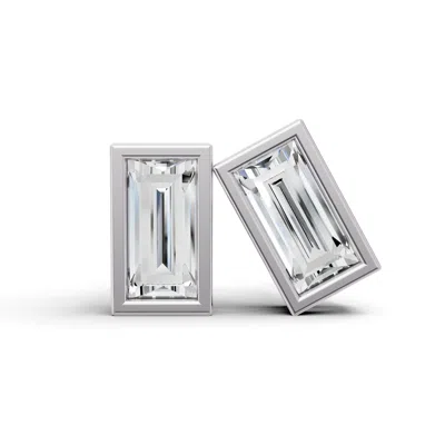 Sereia Official Women's Studs Earrings 14k Gold 0.75 Ct Sereia Baguette Bezel - White Gold