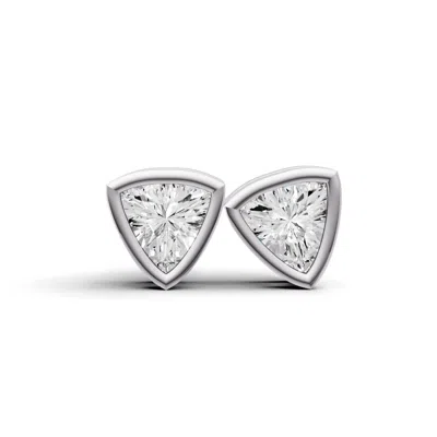 Sereia Official Women's Studs Earrings 14k Gold 0.75 Ct Trillion Bezel Solitaire - White Gold