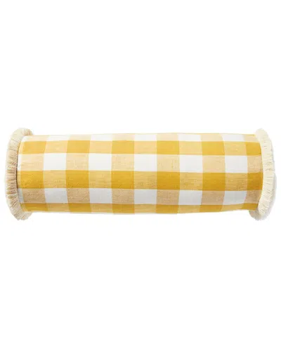 Serena & Lily Classic Linen Gingham Pillow Cover In Yellow