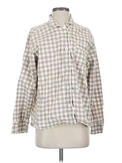 Pre-owned Serena & Lily Long Sleeve Button Down Shirt In Tan