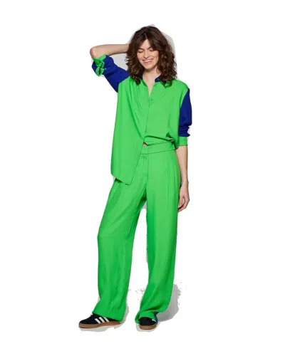 Serena Bute Boyfriend Trouser '24 - Bright Green/cobalt Blue