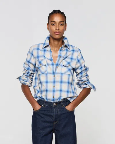 Serena Bute Brushed Cotton Check Shirt In Blue
