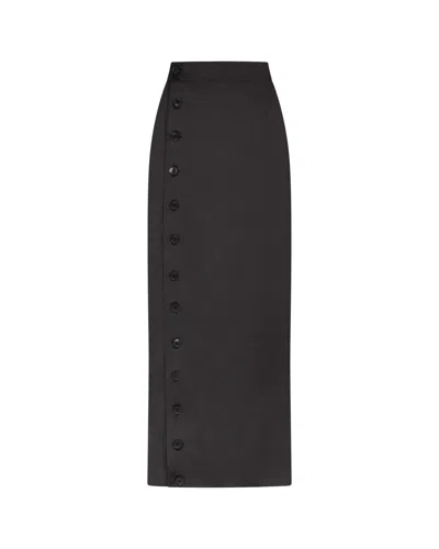 Serena Bute Button Through Skirt - Black