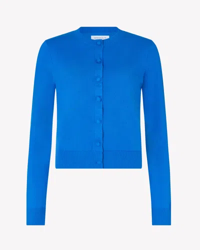 Serena Bute Cashmere Blend Round Neck Cardigan In Blue